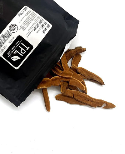 TPL Organic Dried Reishi Mushroom Slices Lingzhi - 6 Oz - Cut and Sifted - Premium Quality. Certified Organic. Gluten Free, Non GMO and Vegan