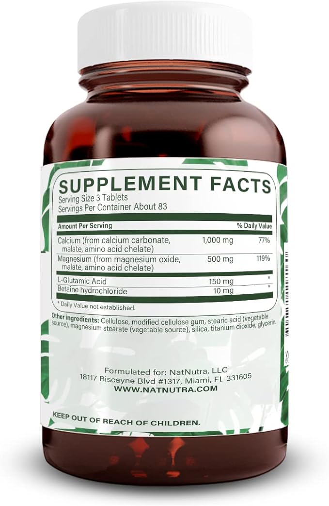 Natural Nutra Chelated Cal Mag 1000/500 mg Supplement, 250 Vegan Tablet