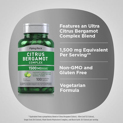 Piping Rock Citrus Bergamot Extract 1500mg | 100 Capsules | Complex Supplement | Vegetarian, Non-GMO, Gluten Free