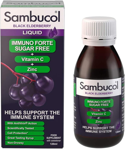 Sambucol Sugar-Free Black Elderberry Syrup - Sambucus Elderberry Syrup for Adults Immune Support, Elderberry Liquid, Elderberry Extract - 4 Fl Oz