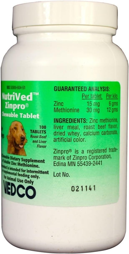 NutriVed ZinPro Chewable Tablets for Dogs (100 count)
