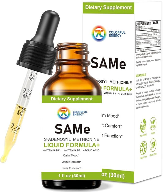 7c Sam e Liquid Supplement (S-Adenosylmethionine), Vitamin B6, B12 Added to Enhance Sam-e Effectiveness, 98% Absorption, Vegan, Non-GMO, Gluten-Free, 1 Fl Oz