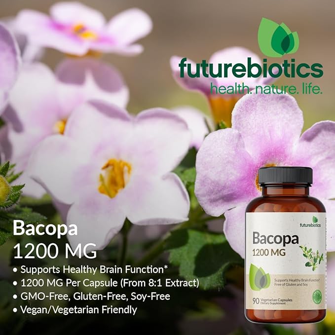 Futurebiotics Bacopa 1200 MG Supports Healthy Brain Function Non-GMO, 180 Vegetarian Capsules