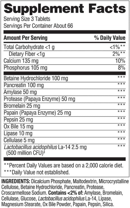Spring Valley Probiotic Multi-Enzyme Digestive Formula Tablets, 200 Count