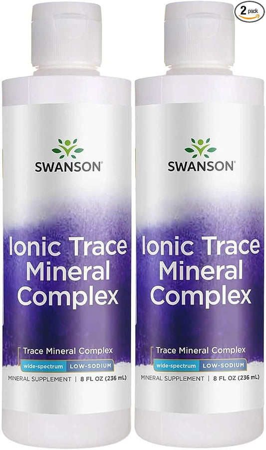 Swanson Concentrace Trace Mineral Drops 8oz-Complete Mineral Complex for Energy, Hydration, & Electrolyte Balance Over 72 High Absorption Ionic Minerals Such As Magnesium, Potassium, Calcium (2 Pack)