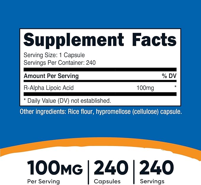 Nutricost R-Alpha Lipoic Acid 100mg, 240 Capsules - Veggie Caps, Vegan, Non-GMO, Gluten Free