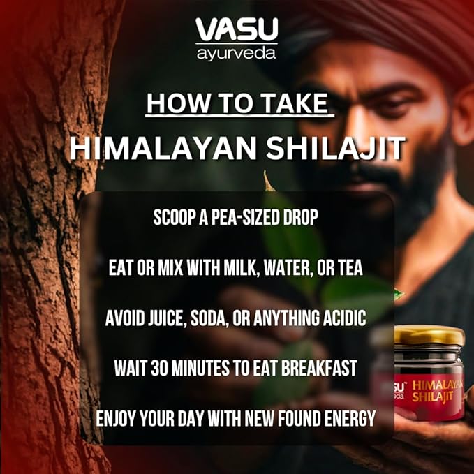 VASU Ayurveda Himalayan Shilajit Resin 400mg – Lab Tested Natural Energy Booster with Fulvic Acid & 85+ Trace Minerals – Pure Shilajit for Men & Women – 100 Days Supply for Strength & Stamina (2-Pack)