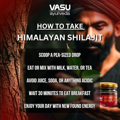 VASU Ayurveda Himalayan Shilajit Resin 400mg – Lab Tested Natural Energy Booster with Fulvic Acid & 85+ Trace Minerals – Pure Shilajit for Men & Women – 100 Days Supply for Strength & Stamina (2-Pack)