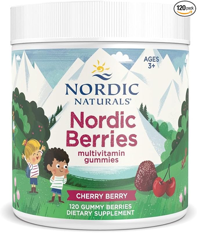 Nordic Naturals Nordic Berries, Cherry Berry - 120 Gummy Berries - Great-Tasting Multivitamin for Ages 2+ - Growth, Development, Optimal Wellness - Non-GMO, Vegetarian - 30 Servings