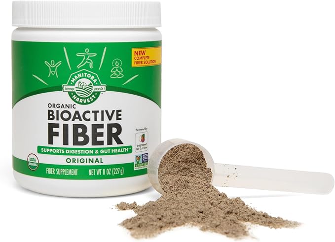 Manitoba Harvest Organic BioActive Fiber Supplement with 6g Fiber per Serving, Digestive Hemp & Psyllium Husk Powder, Non-GMO, Vegan & Kosher, 8oz