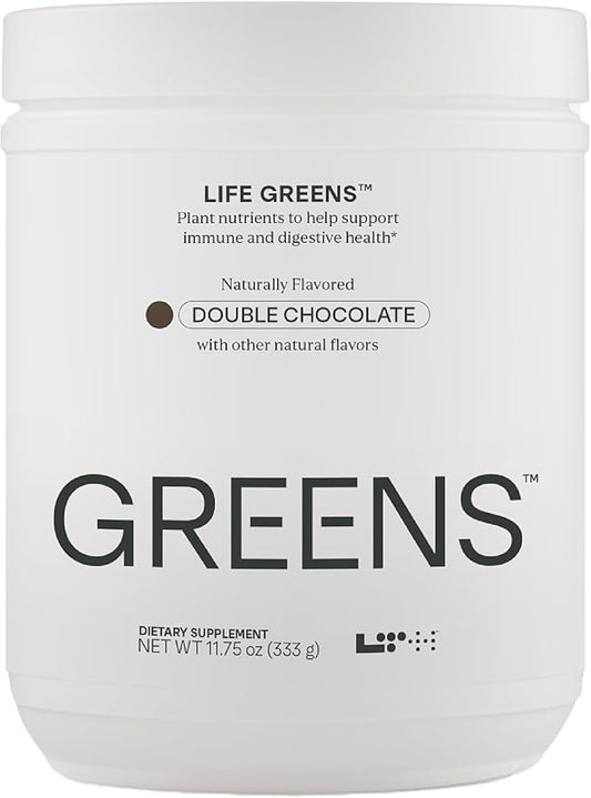 LTH Life Greens - Premium Superfood Powder with Probiotics, Enzymes, Phytonutrients & Fiber from Over 40 Fruits & Vegetables - Supports Antioxidants & Immune Health - Double Chocolate, 11.75 oz