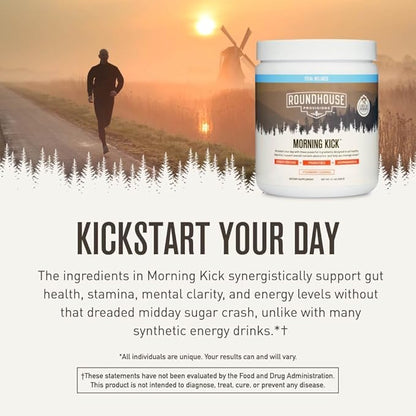 Morning Kick, Zero Sugar Greens Superfood Powder Supplement with Ashwaganda, Collagen, Probiotics, Debloat Drink, 30 Servings (Strawberry Lemonade) by Chuck Norris