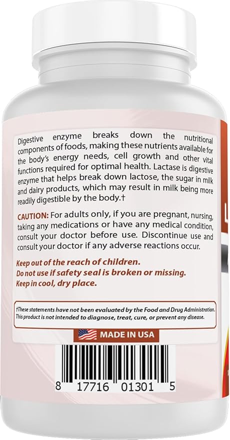 Best Naturals Lactose Intolerance Relief Tablets with Natural Lactase Enzyme, Fast Acting High Potency Lactase, 9000 FCC ALU, 90 Count