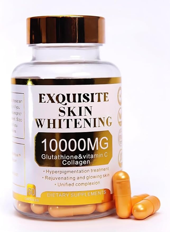 Skin Whitening - 10000mg Glutathione - Vitamin C & Collagen blend capsules - Fights Hyperpigmentation - Fair and Radiant Skin - Dark Spot Removal - Rejuvenation - Even Skin Tone - Anti-Aging