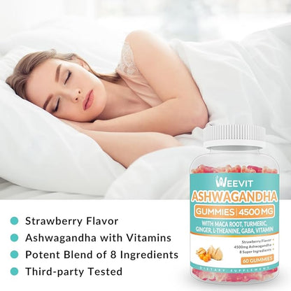 Sugar Free Ashwagandha Gummies for Women & Men, Ashwagandha Gummy with Maca Root Powder