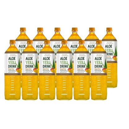 Nature's Goodness Aloe Vera Drink with Pulp Mango Flavor -12 Pack Case - 50.7 Fl Oz (1.5 L) Each - Total 18 Liters - Refreshing Beverage with Real Aloe Vera Juice