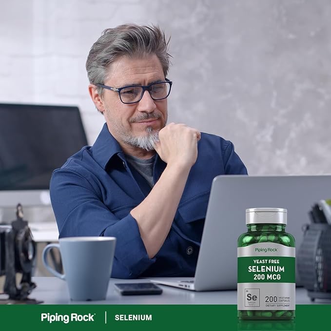 Piping Rock Yeast Free Selenium 200mcg | 200 Capsules | Vegetarian, Non-GMO, Gluten Free Formula
