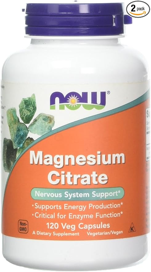 Now Foods Magnesium Citrate caps- 120 Vcaps ( 2-Pack)