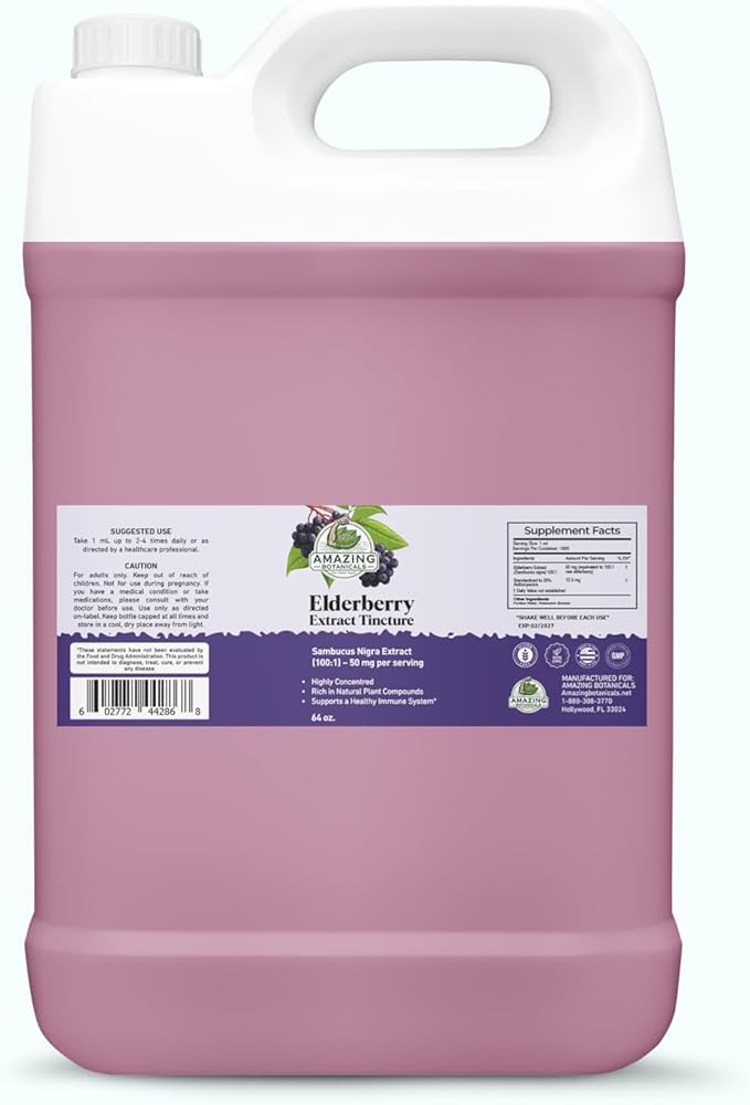 Elderberry Extract 100X Strength Tincture - Organic Immune Support & Wellness Supplement | Elderberry Syrup Organic Extract Liquid (64 Fl Oz)