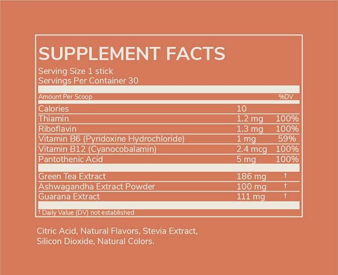 Rookie Wellness Wake - Natural Energy Drink Powder with 125 mg of Caffeine from Green Tea Extract, B-Complex Vitamins, Ashwagandha Extract, & Guarana Extract (30 Servings, Pomegranate Apple)