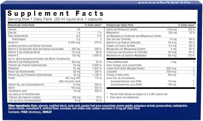 Orthomol Vital F Vial, Women's Multivitamin, 7-Day Supply, Vitamins A, B, C, D, E, K, Calcium, Iodine, Omega-3