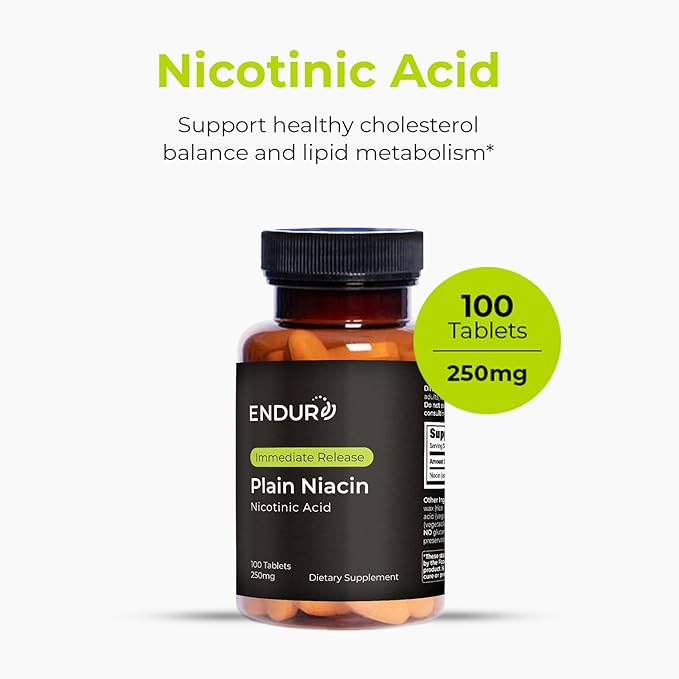 Plain Niacin - 250mg Immediate Release Niacin with Flush (Vitamin B-3) - Nicotinic Acid 100 Tablets - Non-GMO, Vegan, Gluten Free Company
