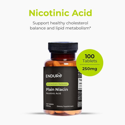 Plain Niacin - 250mg Immediate Release Niacin with Flush (Vitamin B-3) - Nicotinic Acid 100 Tablets - Non-GMO, Vegan, Gluten Free Company