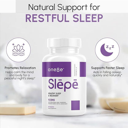 Slēpē Sleep Aid Supplement with Melatonin, GABA, Chamomile Flowers, Passion Flower, Hops, Lemon Balm - Natural Sleep Supplement for Adults for Restful Sleeping