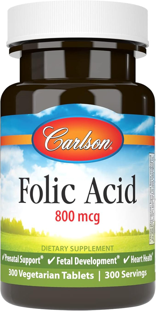 Carlson - Folic Acid, 800 mcg, Provides Important Prenatal Support, 300 tablets
