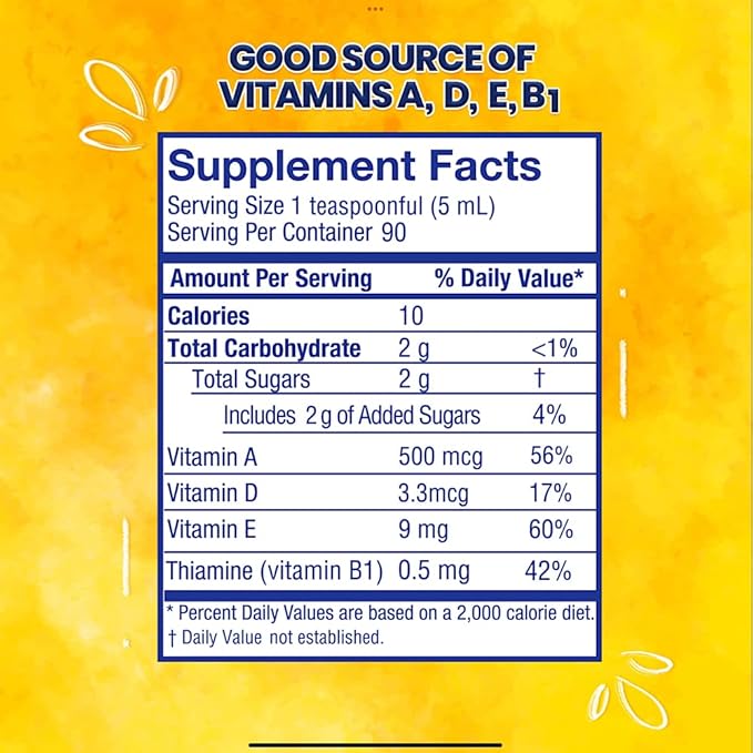 Ballena Azul Aceite de Hígado de Bacalao para Adultos y Niños, COD Liver Oil for Adults and Children,Vitamins A,D,E, B1, Dietary Supplement, Omega 3, Inmune System Boost, Cherry (Cherry 15 OZ)