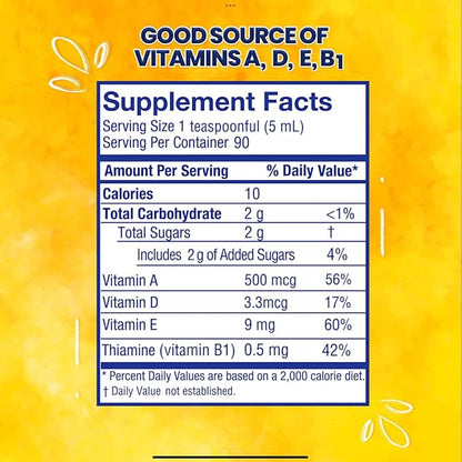 Ballena Azul Aceite de Hígado de Bacalao para Adultos y Niños, COD Liver Oil for Adults and Children,Vitamins A,D,E, B1, Dietary Supplement, Omega 3, Inmune System Boost, Cherry (Cherry 15 OZ)