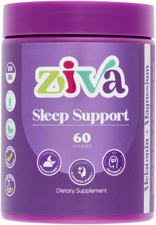 ZIVA Sleep Support Gummies – Melatonin & Magnesium Sleep Aid for Adults – Restful Sleep Formula with Natural Berry Flavor