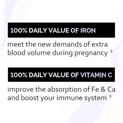 Iron Supplement, Ferrous Bisglycinate, Gentle, with Vitamin C as L-Calcium Ascorbate, During Pregnancy by Undone by Nature, 100% Daily Value, Blood Builder, 60 Vegan Caps