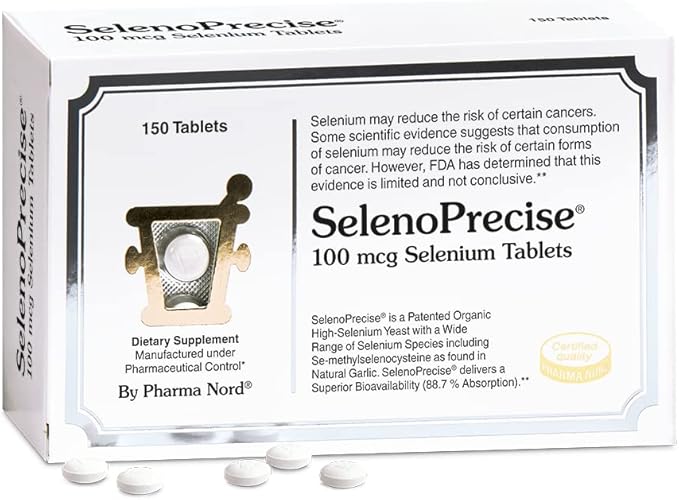 SelenoPrecise | World's Only Pharmaceutical-Grade Organic Selenium Supplement | Guaranteed 88.7% Absorption | Thyroid Support, Immune System, Prostate Protection & Heart Health | Selenium 100 mcg tabs