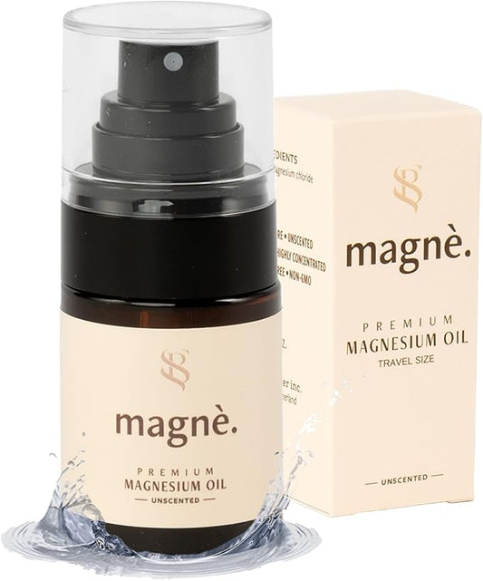 Pure Magnesium Oil Spray (Travel Size) - Unscented 1fl.oz Magnesium Mist Organic - for Sleep and Anxiety - Spray for Feet, Body & Pain Relief