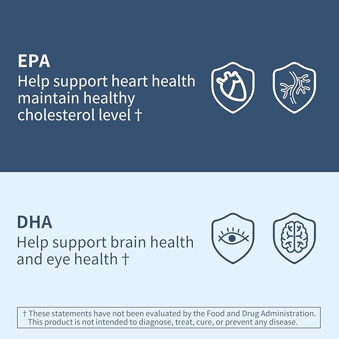 Omega 3 Fish Oil 1000mg, EPA DHA Triple Strength for Heart, Eye, Brain, Joint Health, 90 Softgels