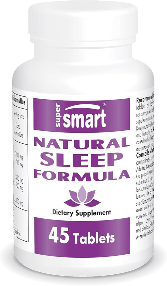 Supersmart - Natural Sleep Formula (Advanced Formula) - with L-Tryptophan, Valerian Root, Hop, Eschscholzia Californica - Herbal Supplement | Non-GMO & Gluten Free - 45 Tablets