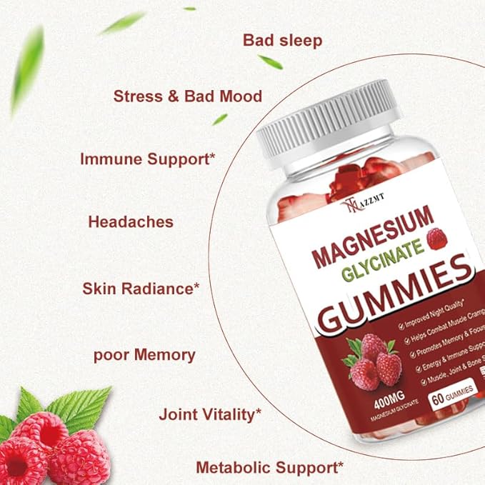 New Magnesium Glycinate 400mg, Sugar Free for Adults (30 Servings)