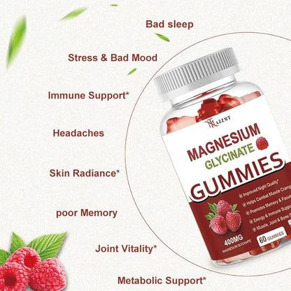 New Magnesium Glycinate 400mg, Sugar Free for Adults (30 Servings)