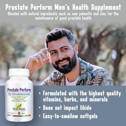 New Roots | Prostate Support Supplement with 16 Herbal Ingredients: Saw Palmetto, Plant Sterols, Borage Oil, Selenium, Vitamins & Zinc (60 Softgels) Relieves Weak Urine Flow, Frequent Urination