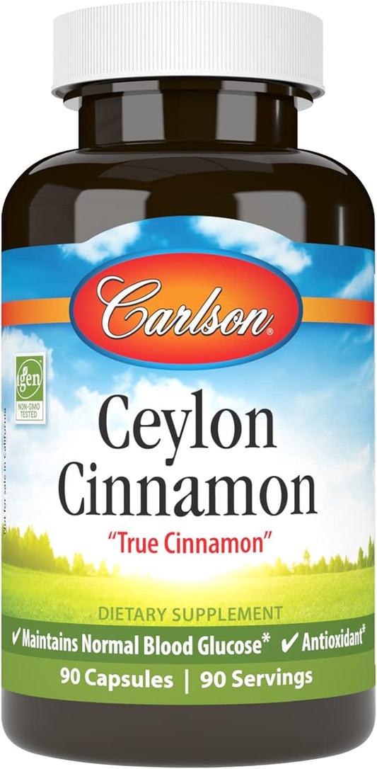 Carlson - Ceylon Cinnamon, Cinnamon Supplements, 500 mg, Cinnamon Extract Pills, Ceylon Cinnamon Capsules, 90 Capsules.