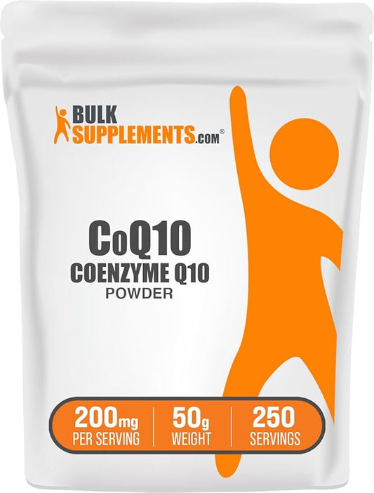 BulkSupplements.com Coenzyme Q10 Powder - CoQ10 Powder, CoQ10 200mg, CoQ10 Supplement - Heart Health Supplements, Gluten Free, 200mg per Serving, 50g (1.8 oz) (Pack of 1)