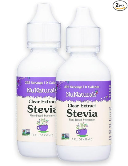 Nunaturals Clear Extract NuStevia, Plant-Based Sweetener, 2 oz, 2 Pack, Plastic