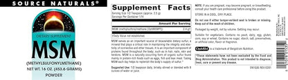 Source Naturals MSM, (Methylsulfonylmethane) - 16 Ounce Powder