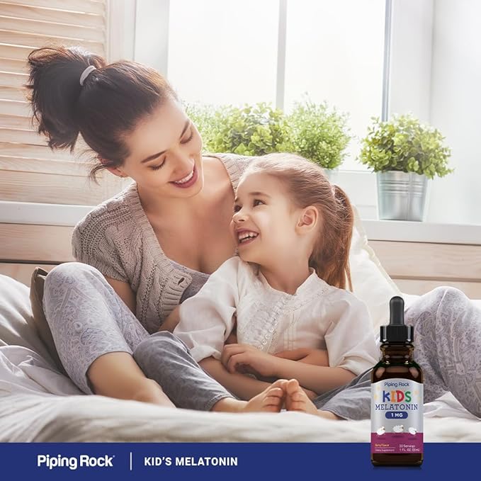 Piping Rock Kids Melatonin Liquid 1 fl oz | 1mg | Pack of 3 Bottles | Berry Flavor Drops | Non-GMO, Gluten Free Supplement