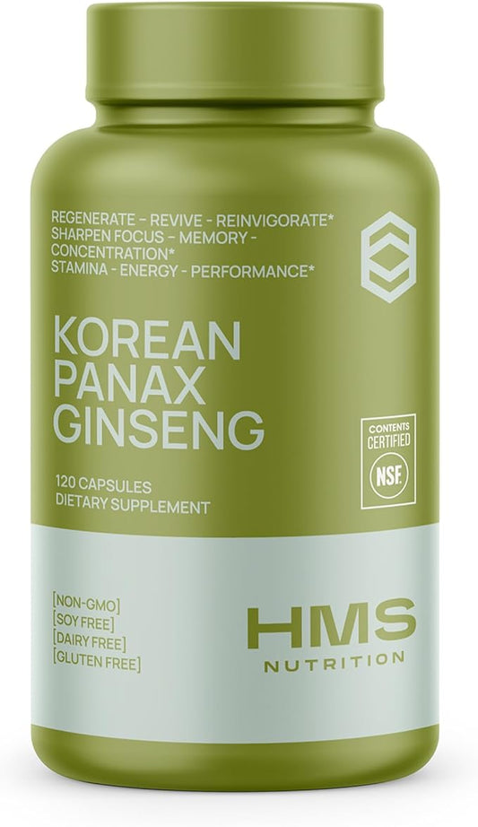 Korean Red Panax Ginseng 2000mg 120 Vegan Capsules Super Strength Extract NSF Certified Supplements, High Ginsenosides Supports Energy, Stamina, Performance and Clarity