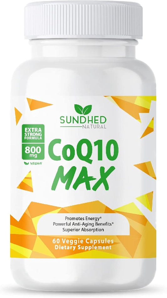 CoQ10 Powerful Antioxidant Supplement - Extra Strong Formula 800mg, 60 Capsules, 1-Month Supply with Coenzyme Q10 Vitamins and Supplements