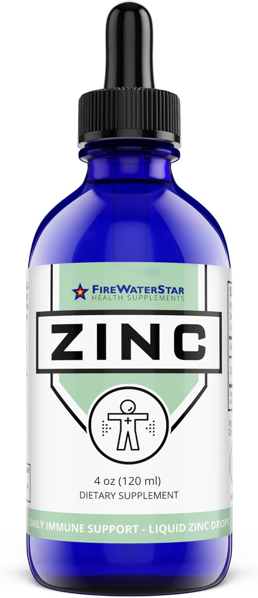 FWS Zinc Supplements - Liquid Zinc Drops for Men, Women, Kids - Organic, Non-GMO, Vegan - Supports Immune Health, Skin, and Overall Wellness - 4 oz