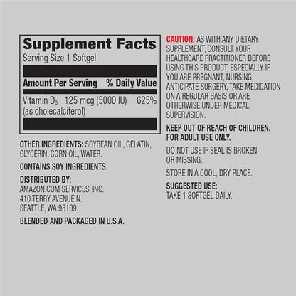 Amazon Elements Chelated Magnesium Glycinate (240 Tablets) and Vitamin D3 (180 Softgels)