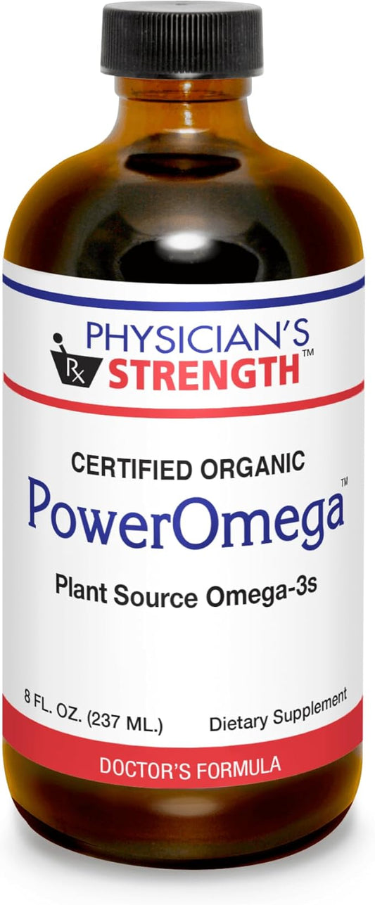 Physician's Strength PowerOmega - 8 fl oz - Plant Source Omega-3s - Certified Organic - 48 Servings